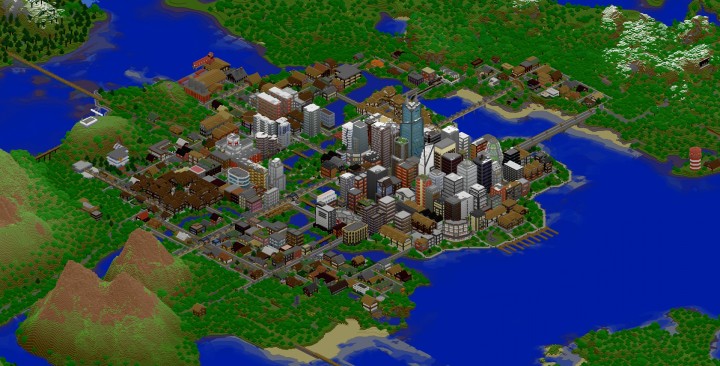 Майнкрафт карта современный город