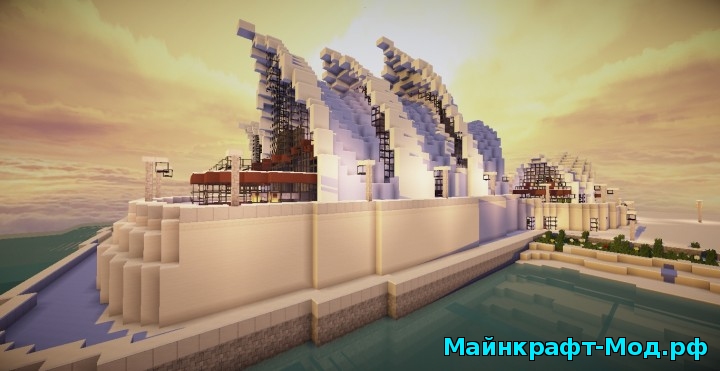 большой город на Minecraft